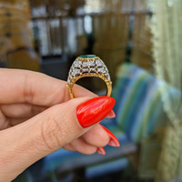 2.02 Ct. Emerald Natural Diamond Antique Style Ring, 18K Yellow Gold Life Style