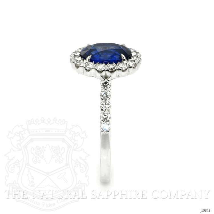 2.22 Ct. Blue Sapphire and Natural Diamond Pave Ring, 18K White Gold