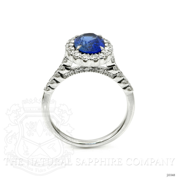 2.22 Ct. Blue Sapphire and Natural Diamond Pave Ring, 18K White Gold