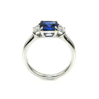 1.64 Ct. Blue Sapphire and Natural Diamond Three Stone Ring, 18K White Gold Image