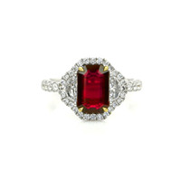 2.36 Ct. Ruby Natural Diamond Three Stone Ring, 18K White Gold Video