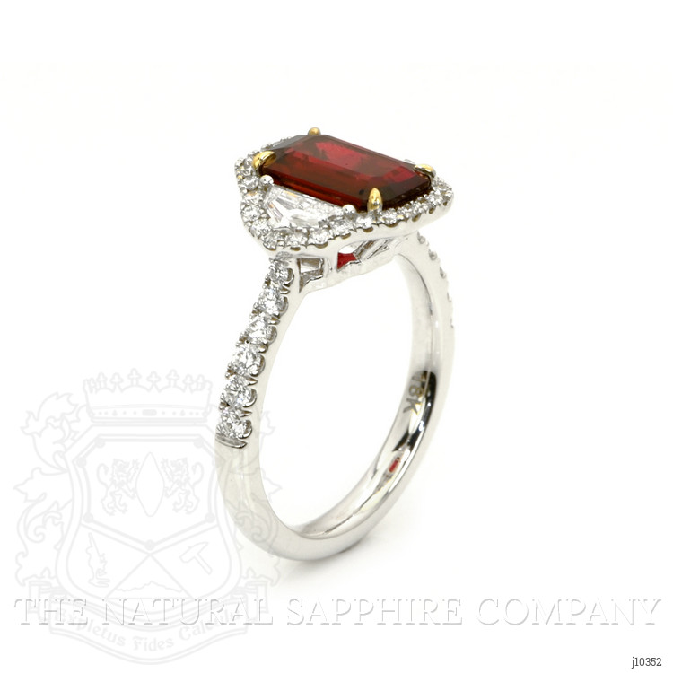 2.36 Ct. Ruby Natural Diamond Three Stone Ring, 18K White Gold