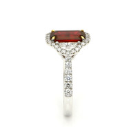 2.36 Ct. Ruby Natural Diamond Three Stone Ring, 18K White Gold Image
