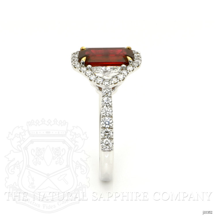 2.36 Ct. Ruby Natural Diamond Three Stone Ring, 18K White Gold