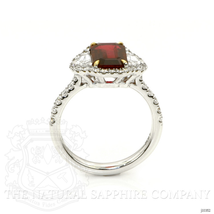 2.36 Ct. Ruby Natural Diamond Three Stone Ring, 18K White Gold
