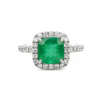 2.22 Ct. Emerald and Natural Diamond Pave Ring, 18K White Gold Video