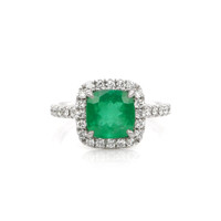 2.22 Ct. Emerald Natural Diamond Pave Ring, 18K White Gold Video