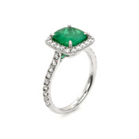 2.22 Ct. Emerald Natural Diamond Pave Ring, 18K White Gold Image