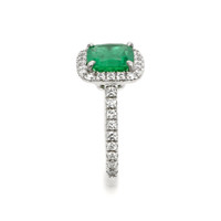 2.22 Ct. Emerald Natural Diamond Pave Ring, 18K White Gold Image
