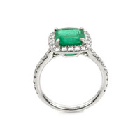 2.22 Ct. Emerald Natural Diamond Pave Ring, 18K White Gold Image