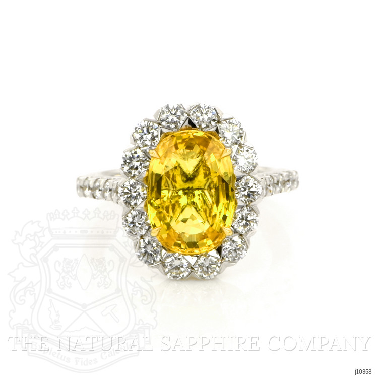 4.51 Ct. Yellow Sapphire and Natural Diamond Pave Ring, 18K White & Yellow