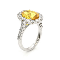 4.51 Ct. Yellow Sapphire and Natural Diamond Pave Ring, 18K White & Yellow Image