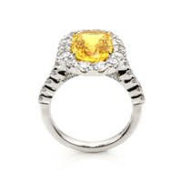 4.51 Ct. Yellow Sapphire and Natural Diamond Pave Ring, 18K White & Yellow Image