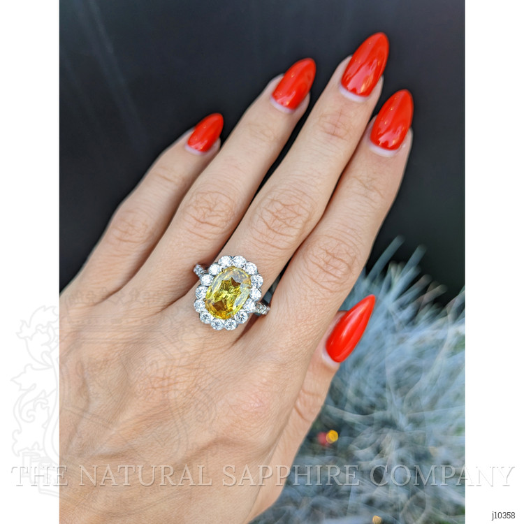 4.51 Ct. Yellow Sapphire and Natural Diamond Pave Ring, 18K White & Yellow