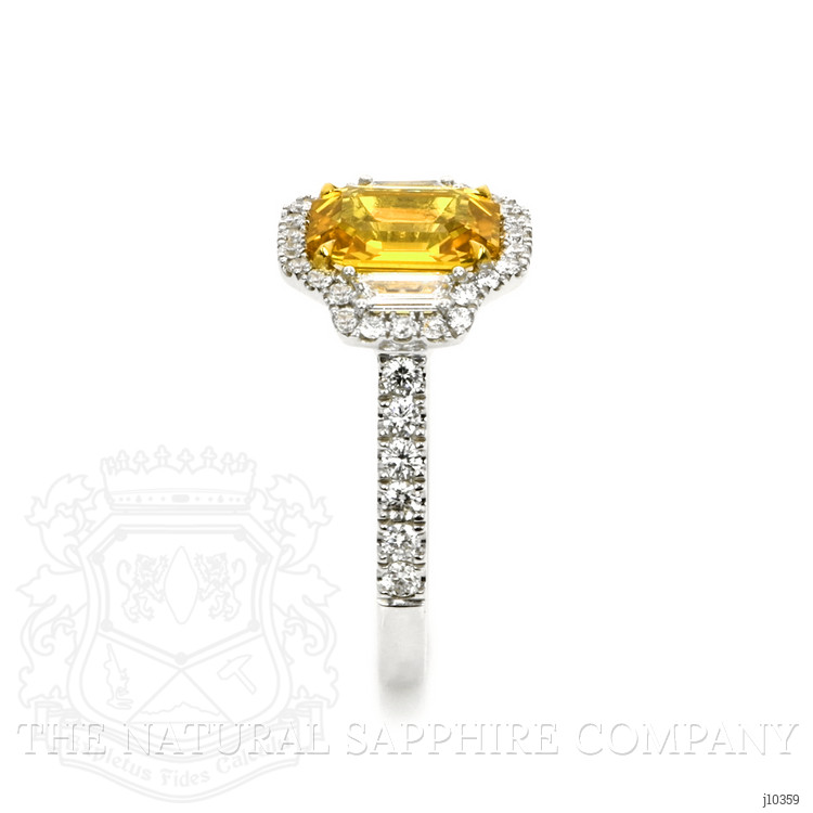 2.34 Ct. Yellow Sapphire and Natural Diamond Three Stone Ring, 18K White Gold