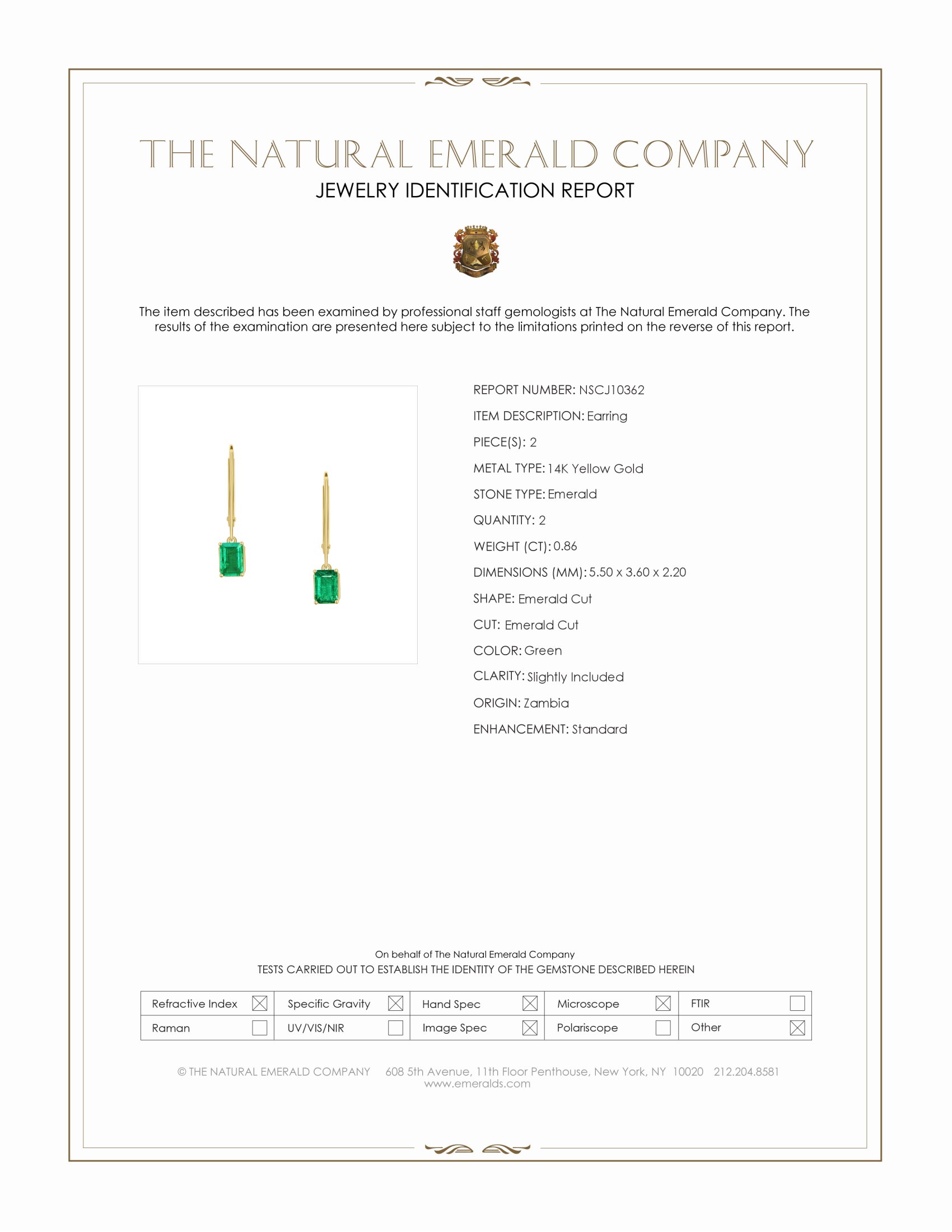 0.86 Ct.Tw. Emerald Drops Earrings, 14K Yellow Gold