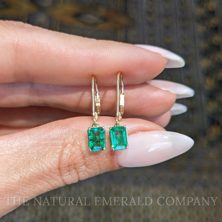 0.86 Ct.Tw. Emerald Drops Earrings, 14K Yellow Gold