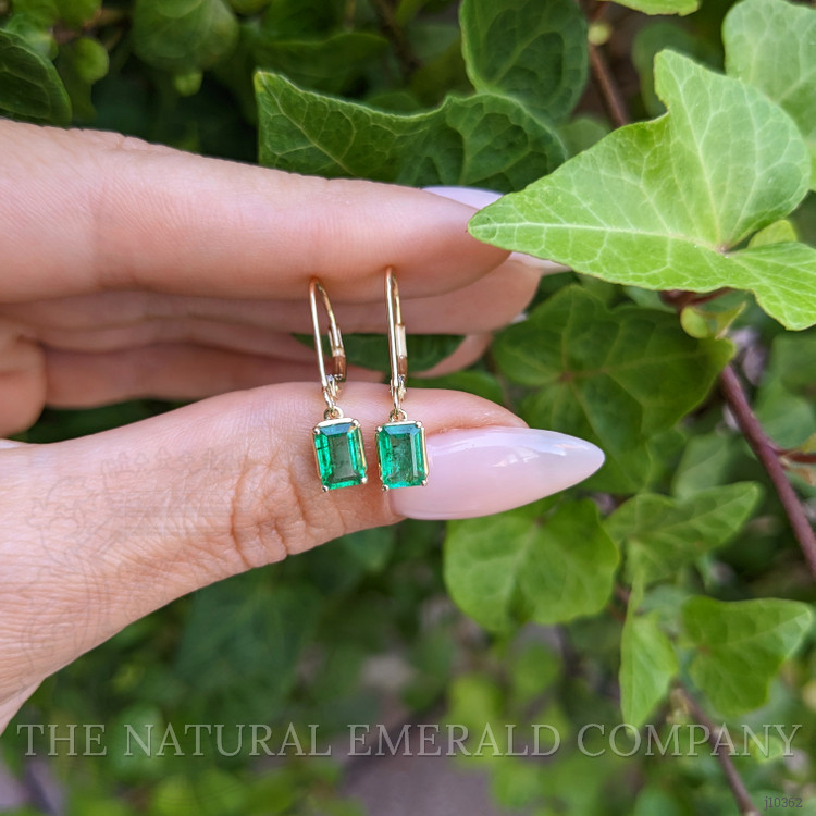 0.86 Ct.Tw. Emerald Drops Earrings, 14K Yellow Gold