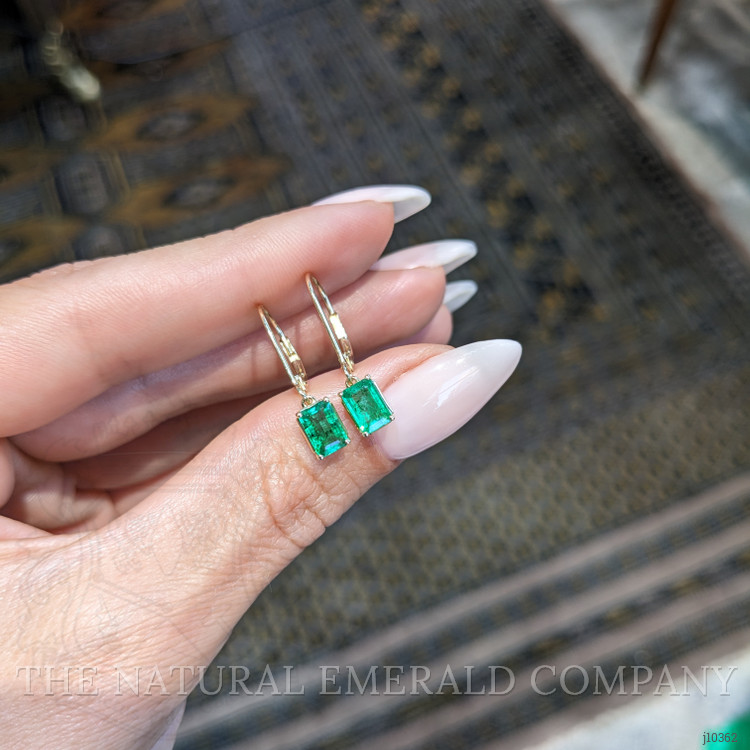 0.86 Ct.Tw. Emerald Drops Earrings, 14K Yellow Gold