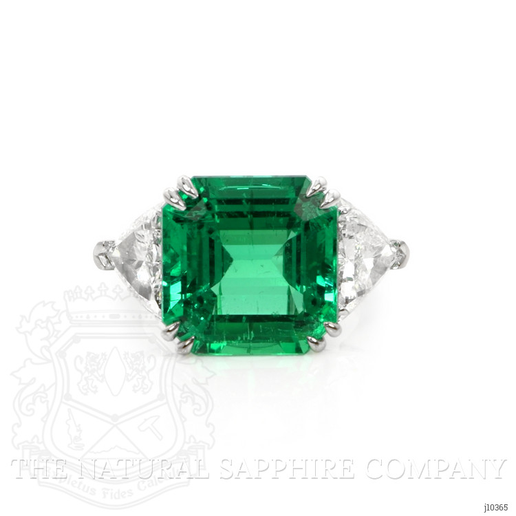 10.79 Ct. Emerald Three Stone Ring, 18K White & Yellow