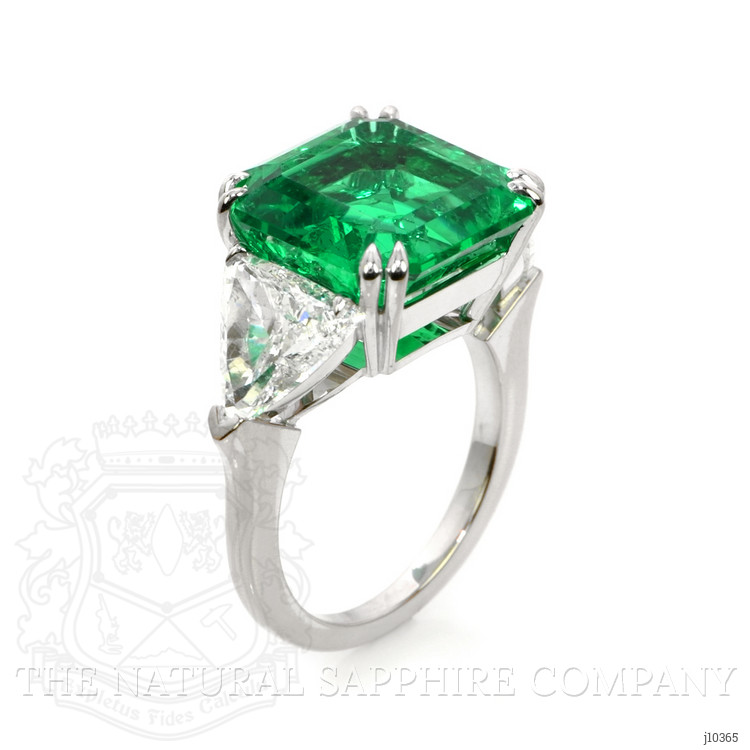 10.79 Ct. Emerald Three Stone Ring, 18K White & Yellow