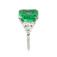 10.79 Ct. Emerald Three Stone Ring, 18K White & Yellow Image