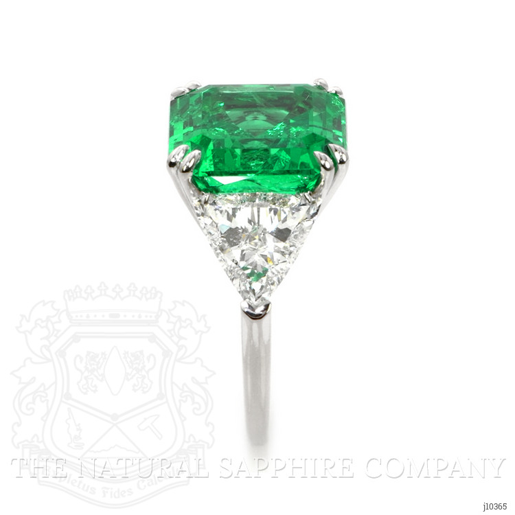 10.79 Ct. Emerald Three Stone Ring, 18K White & Yellow
