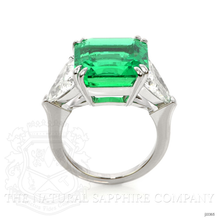 10.79 Ct. Emerald Three Stone Ring, 18K White & Yellow