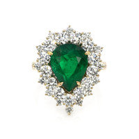 4.93 Ct. Emerald Natural Diamond Pave Ring, 18K Yellow Gold Video
