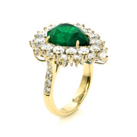 4.93 Ct. Emerald Natural Diamond Pave Ring, 18K Yellow Gold Image