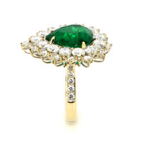 4.93 Ct. Emerald Natural Diamond Pave Ring, 18K Yellow Gold Image