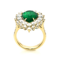 4.93 Ct. Emerald Natural Diamond Pave Ring, 18K Yellow Gold Image