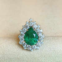 4.93 Ct. Emerald Natural Diamond Pave Ring, 18K Yellow Gold Life Style