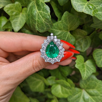 4.93 Ct. Emerald Natural Diamond Pave Ring, 18K Yellow Gold Life Style