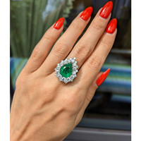 4.93 Ct. Emerald Natural Diamond Pave Ring, 18K Yellow Gold Life Style