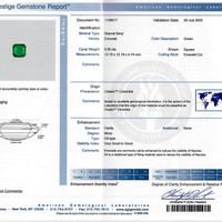 5.80 Ct. Emerald Natural Diamond Three Stone Ring, 18K White Gold Scan Report