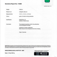 5.80 Ct. Emerald Natural Diamond Three Stone Ring, 18K White Gold Scan Report