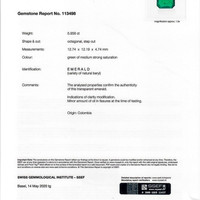 5.80 Ct. Emerald and Natural Diamond Three Stone Ring, 18K White Gold Scan Report