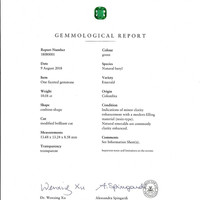 10.01 Ct. Emerald and Natural Diamond Three Stone Ring, Platinum & 18K Yellow Scan Report