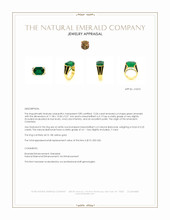 12.06 Ct. Emerald and Natural Diamond Pave Ring, 18K Yellow Gold Appraisal