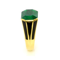 12.06 Ct. Emerald and Natural Diamond Pave Ring, 18K Yellow Gold Image