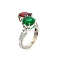 2.05 Ct. Emerald Natural Diamond Pave Ring, 18K Yellow Gold Image