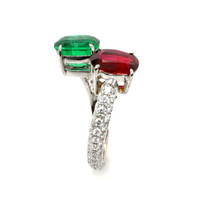2.05 Ct. Emerald Natural Diamond Pave Ring, 18K Yellow Gold Image