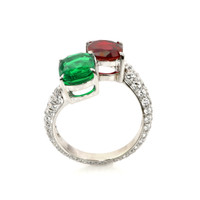 2.05 Ct. Emerald Natural Diamond Pave Ring, 18K Yellow Gold Image