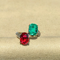 2.05 Ct. Emerald Natural Diamond Pave Ring, 18K Yellow Gold Life Style
