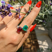 2.05 Ct. Emerald Natural Diamond Pave Ring, 18K Yellow Gold Life Style