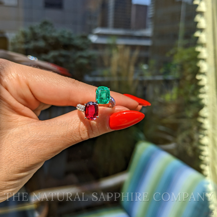 Ruby Pave Ring Cushion 18K Yellow Gold #J10373 The