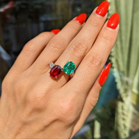 2.05 Ct. Emerald Natural Diamond Pave Ring, 18K Yellow Gold Life Style