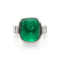 14.47 Ct. Emerald Natural Diamond Pave Ring, Platinum 950 Video