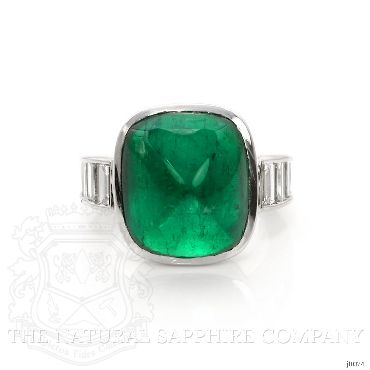 14.47 Ct. Emerald Natural Diamond Pave Ring, Platinum 950